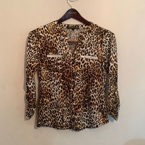 Always Indigo Leopard Print Blouse